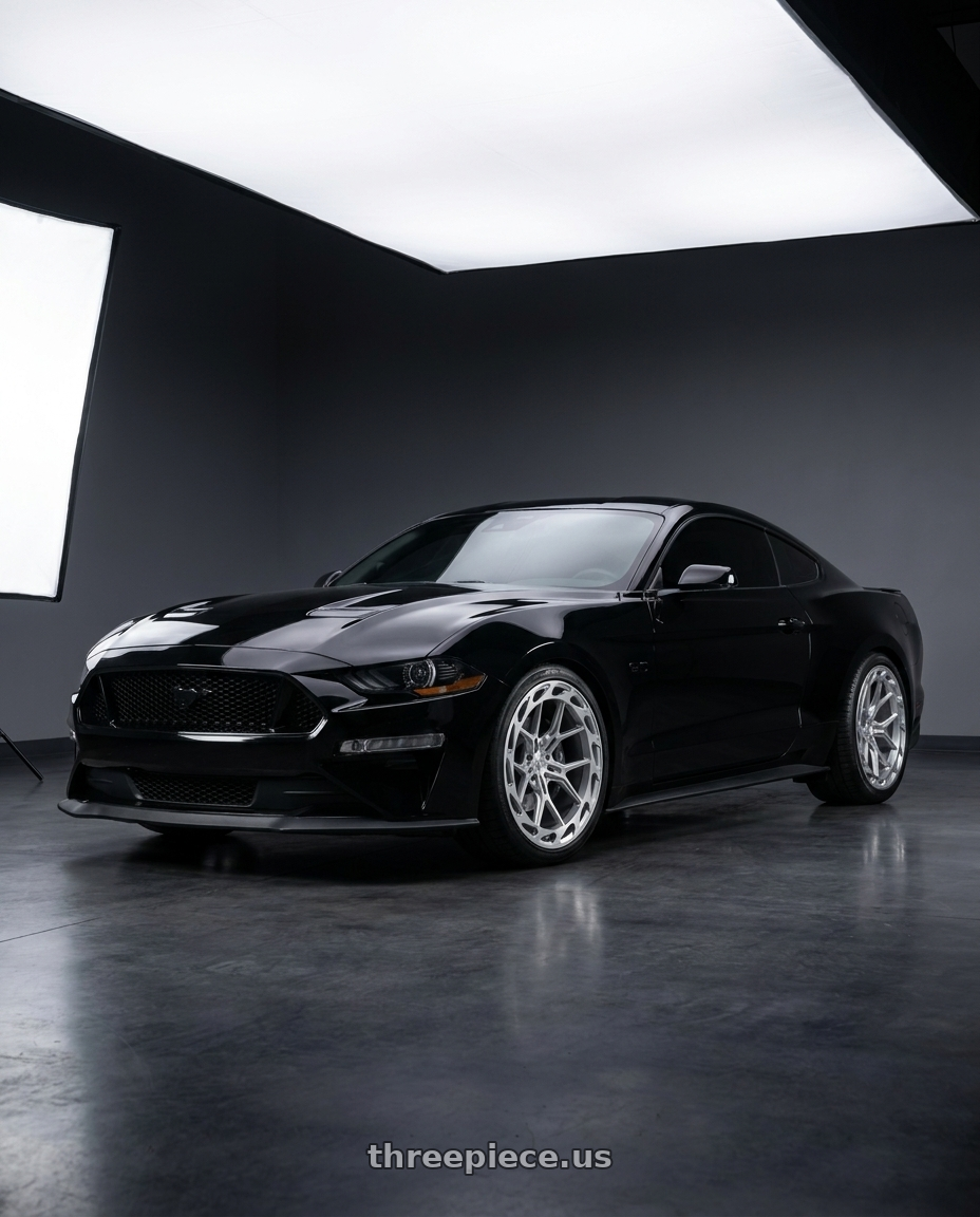 2022 ford mustang gt with Rohana RFX19 5x112 20x9 +35 Machine Silver wheels