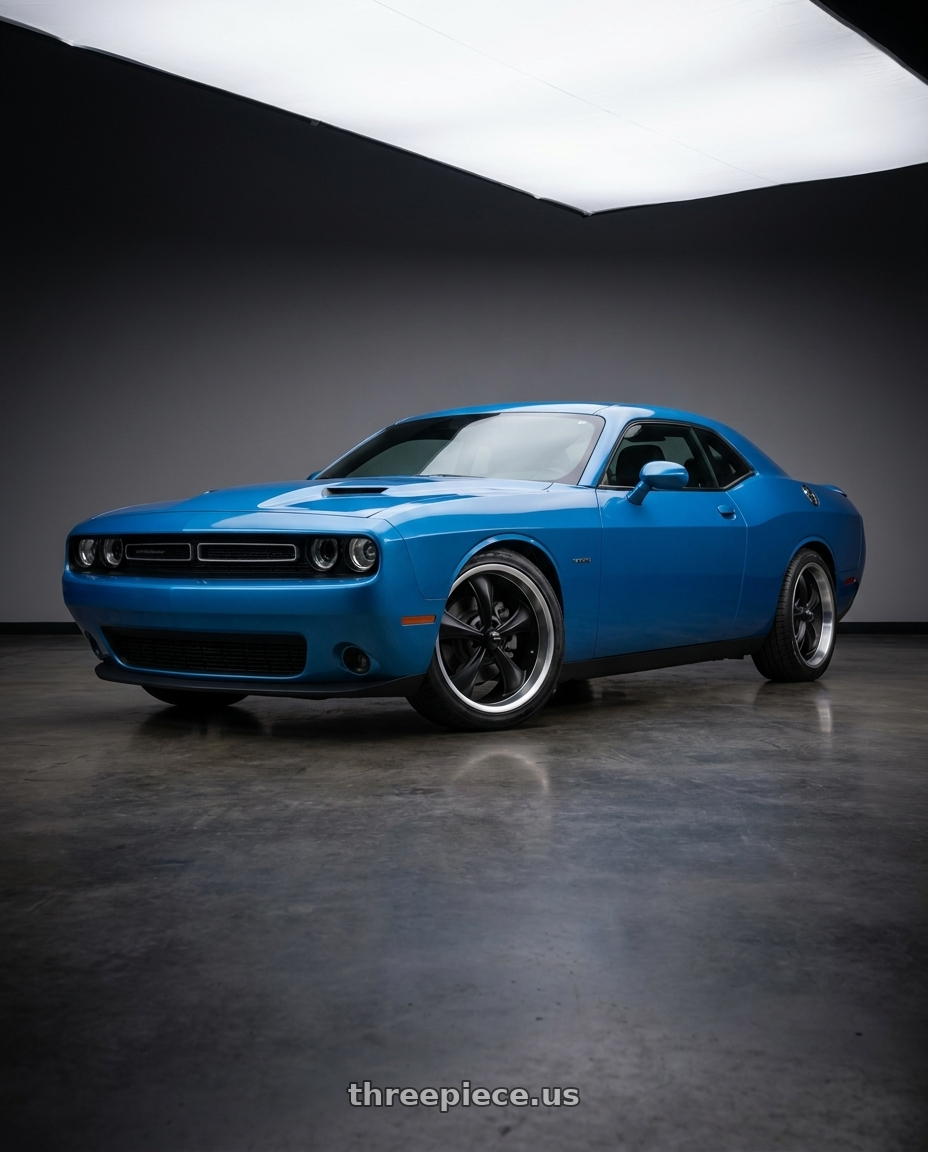 2015 dodge challenger with Ridler Type 695 5x115 22x10.5+18 Matte Black/Machined Lip wheels