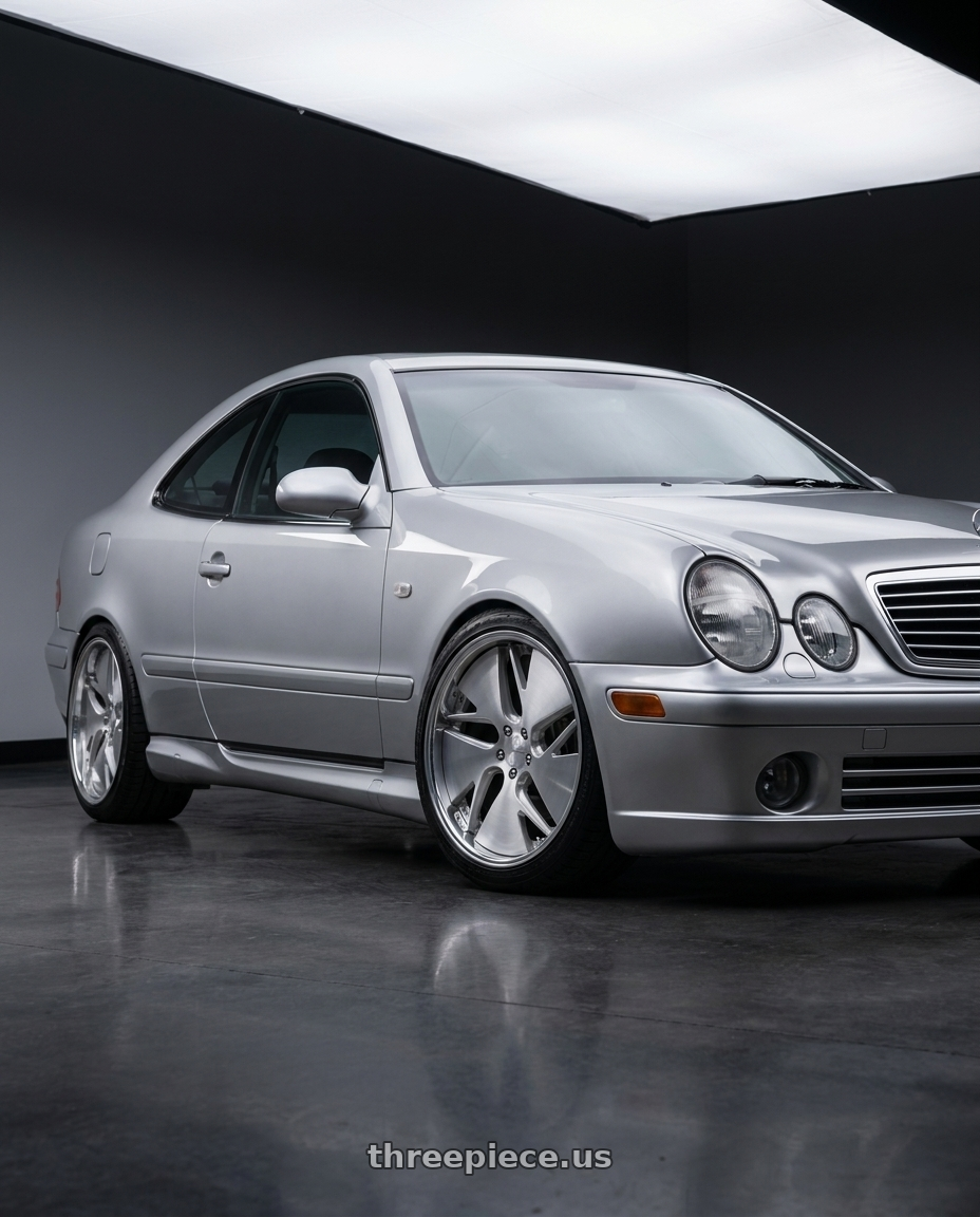 1998 Mercedes CLK320 with Work Gnosis Cvd 5x114.3 19x9.5+45 W Disk Brush Silver Clear wheels