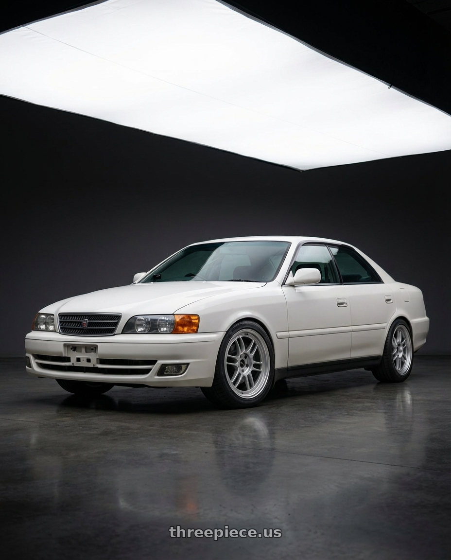 1999 Toyota Chaser Tourer GP with Enkei RPF1 5x112 18x7.5+48 Silver wheels