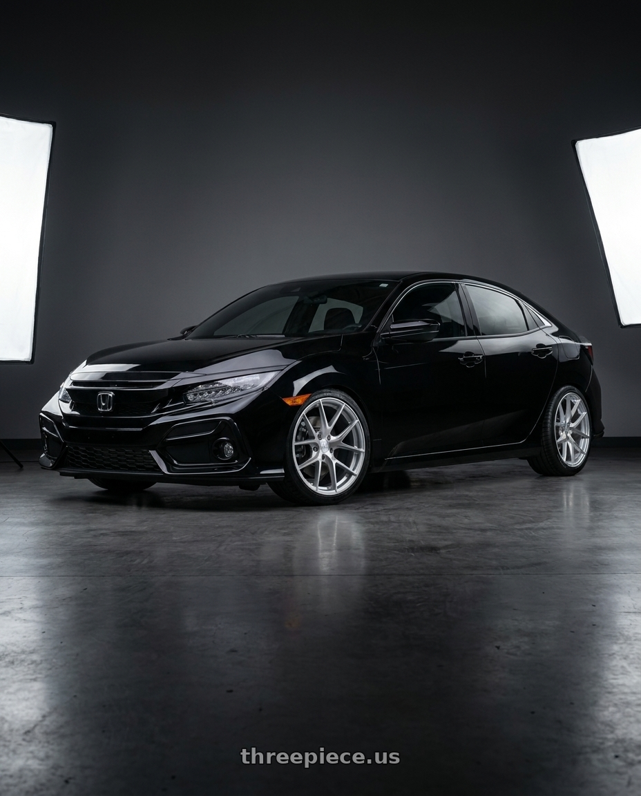 2021 Honda Civic Type R with Aodhan AFF7 5x120 18x9.5+35 Gloss Silver Machined Face wheels