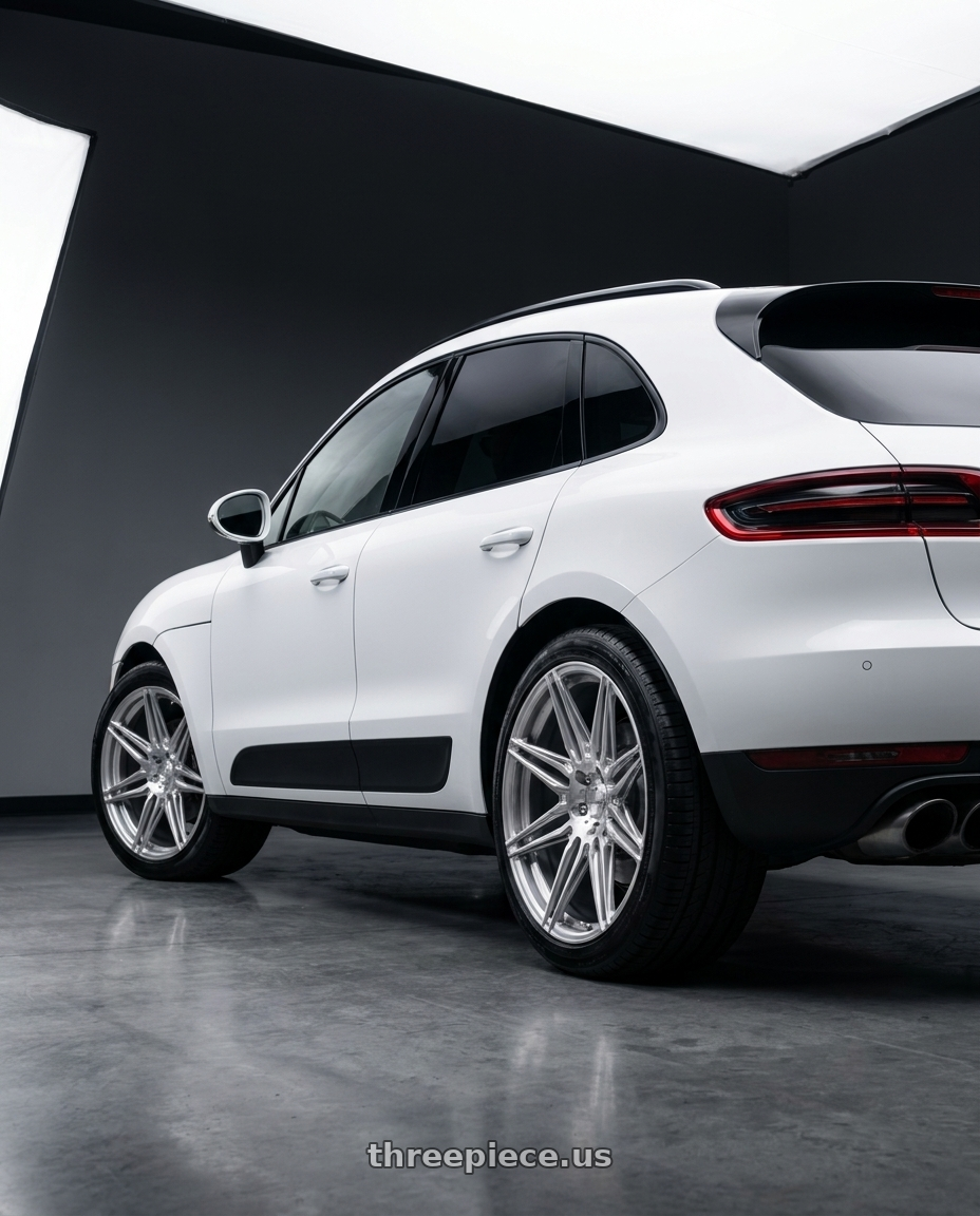 2017 Porsche macan  with ADV.1 ADV08 5x112 22x9 +20 Platinum wheels rear three quarter view square tires