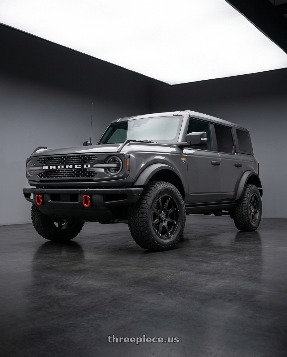 2023 Ford Bronco Badlands with Black Rhino GLAMIS 6X139.7 17X9 +12 MATTE BLACK wheels