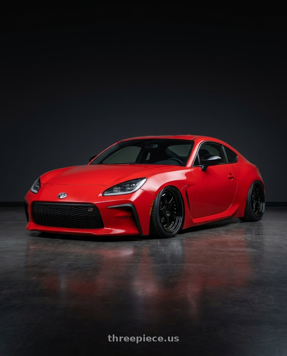 2022 Toyota gr86 with Aodhan AH03 5x114.3 19x11+15 Gloss Black W /Gold Rivets wheels