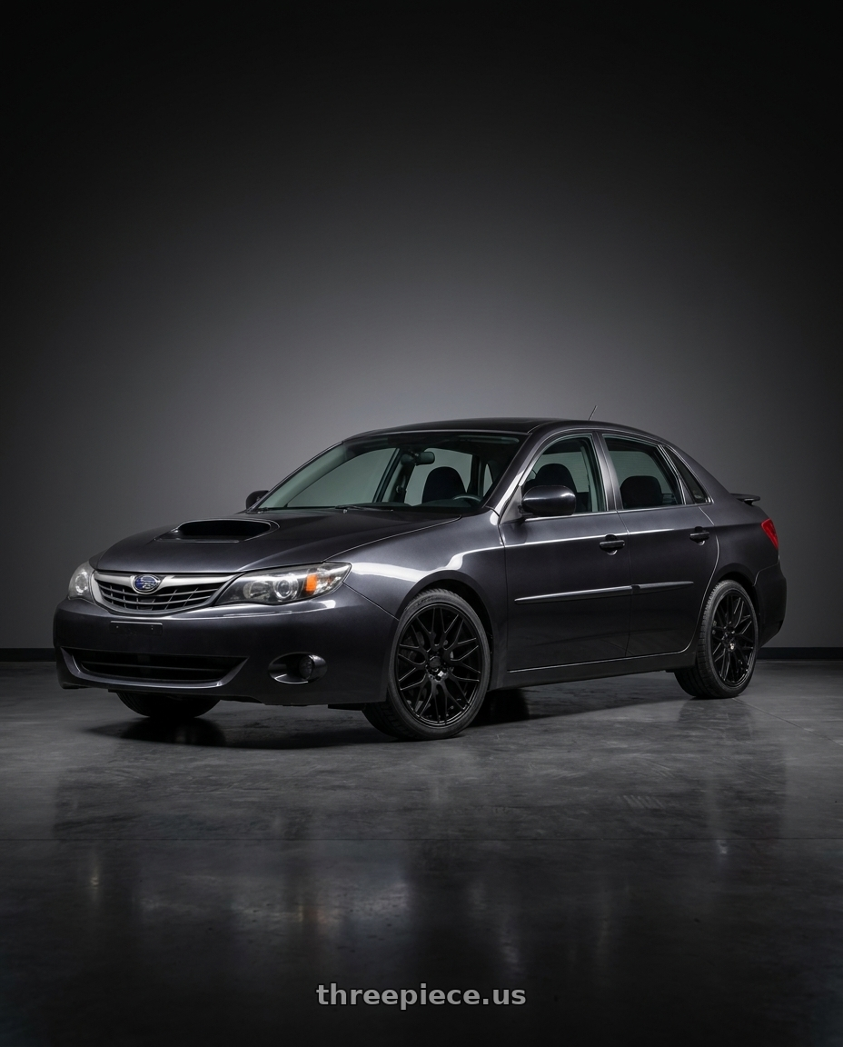 2009 Subaru Impreza 2 5 with KATANA RACING KR05 5x100/5x114.3 18x8 +40 Matte Black wheels