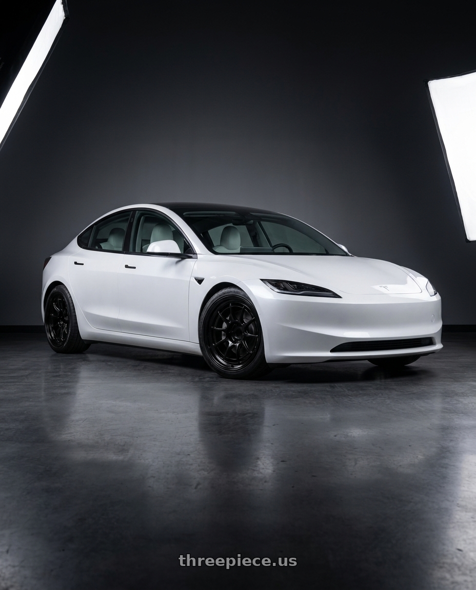 2026 tesla model 3 with Advan Racing RG-D2 5x114.3 18x9.5 +22 SEMI GLOSS BLACK wheels