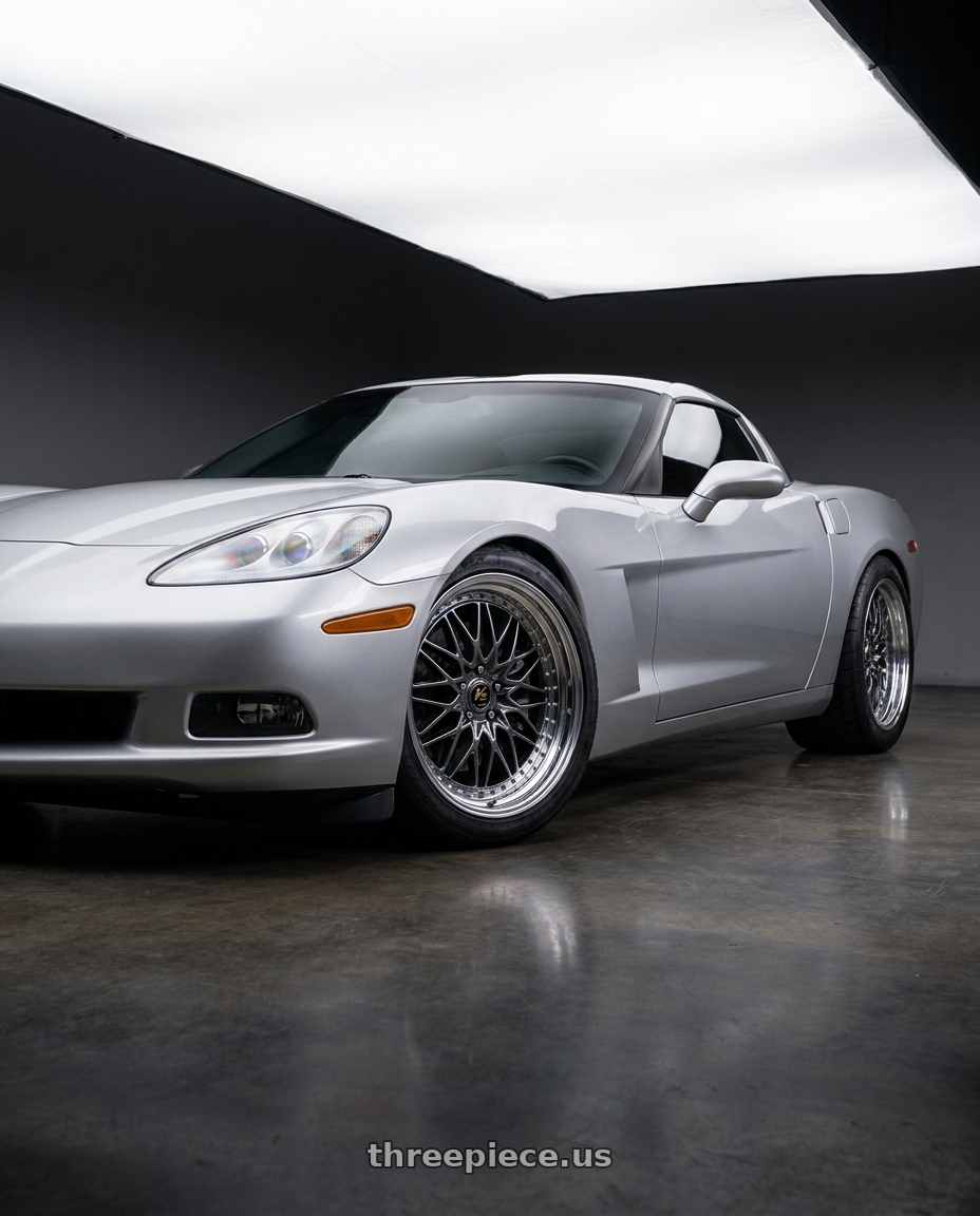 2005 Chevrolet Corvette with Work Vs-Xv 5x100 18x10+53 A Disk Brilliant Silver Black wheels