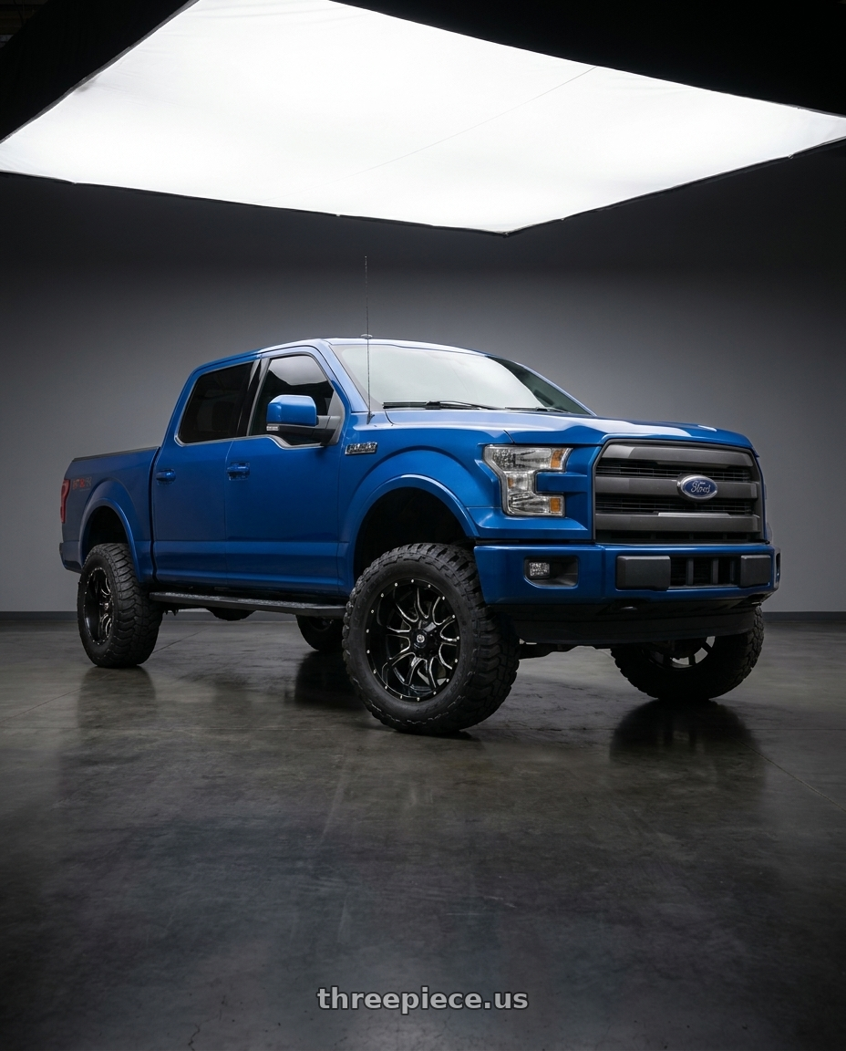 2017 ford f150 with Vision Off-Road 402 Riot 6x135 22x10-19 Gloss Black Machined Face wheels