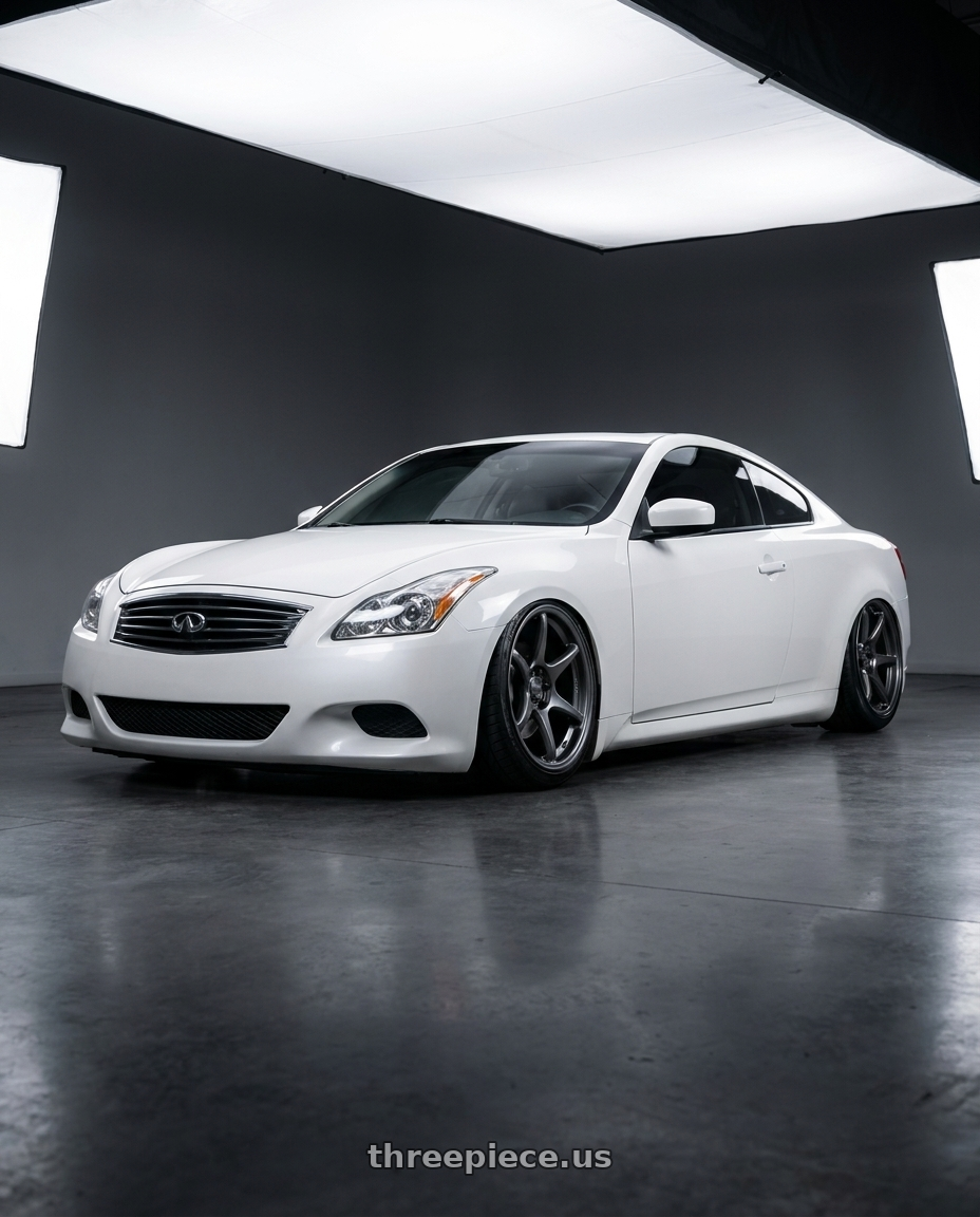 2014 Infiniti G37 Coupe with Kansei K11G Tandem 5x114.3 19x9.5 22 Gunmetal wheels