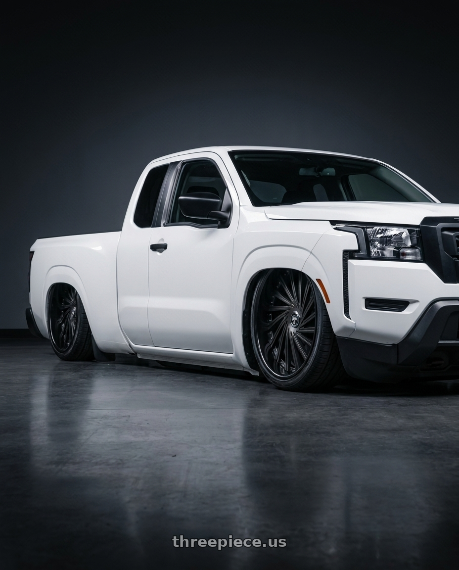 2025 nissan frontier king cab with DUB 2PC S241 DAZED 5X120.65/5X127 28X9 +5 MATTE BLACK DOUBLE DARK TINT wheels
