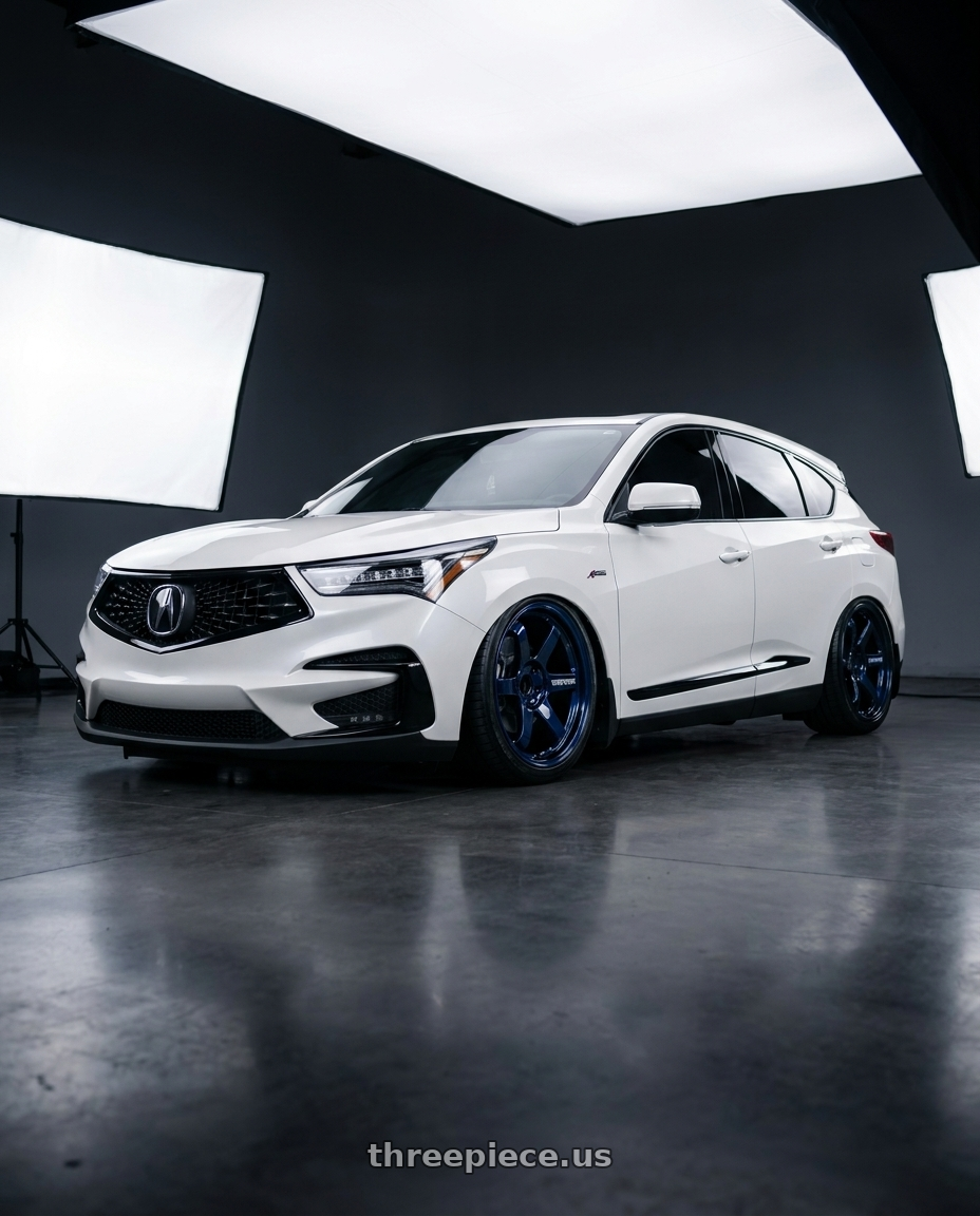 2021 ACURA RDX ASPEC WHITE with Volk Racing TE37 ULTRA M-SPEC 5x114.3 20x9.5 +28 MAG BLUE wheels