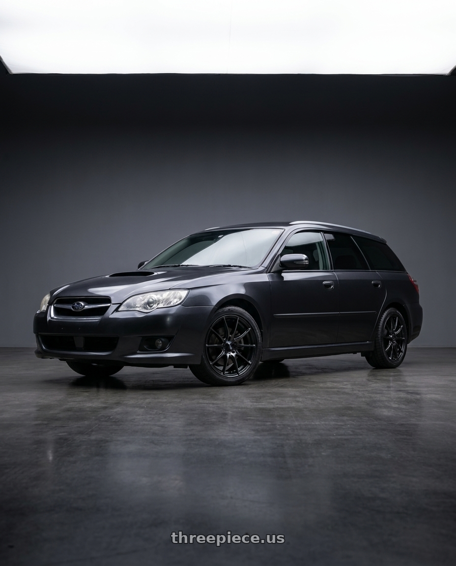 2009 Subaru Legacy 2 5i with WedsSport SA-25R 5x100 17x7.0+48 Weds Black Clear wheels