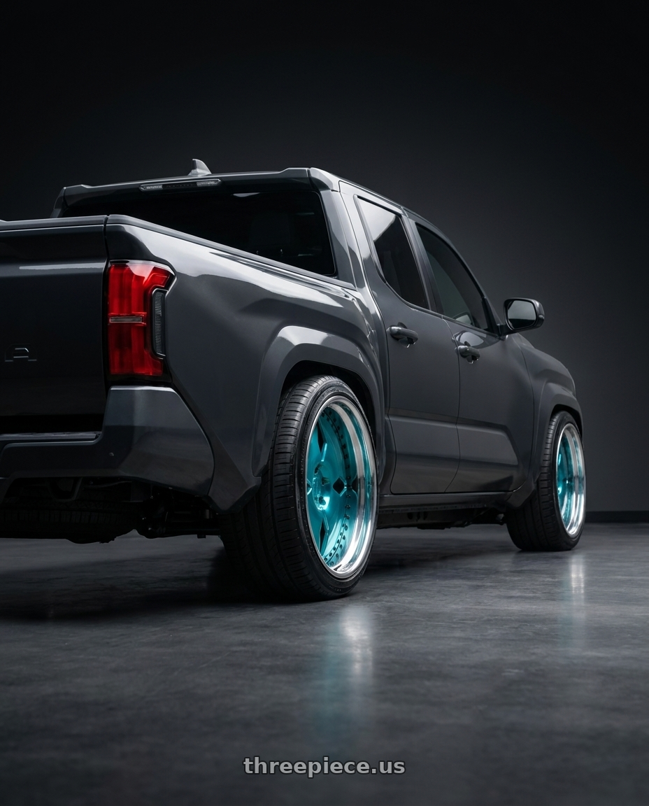 toyota tacoma 4th gen 2024 sr rwd with Heritage Wheel SPA wheels rear three quarter view slight stretch tires