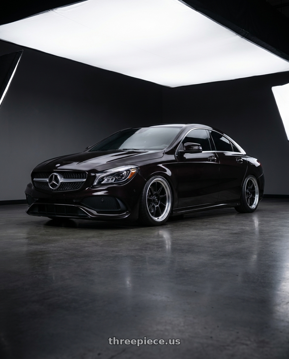 2018 Mercedes-Benz CLA C117 with Konig Countergram 5x112 19x11+40 Matte Black / Matte Machined Lip wheels