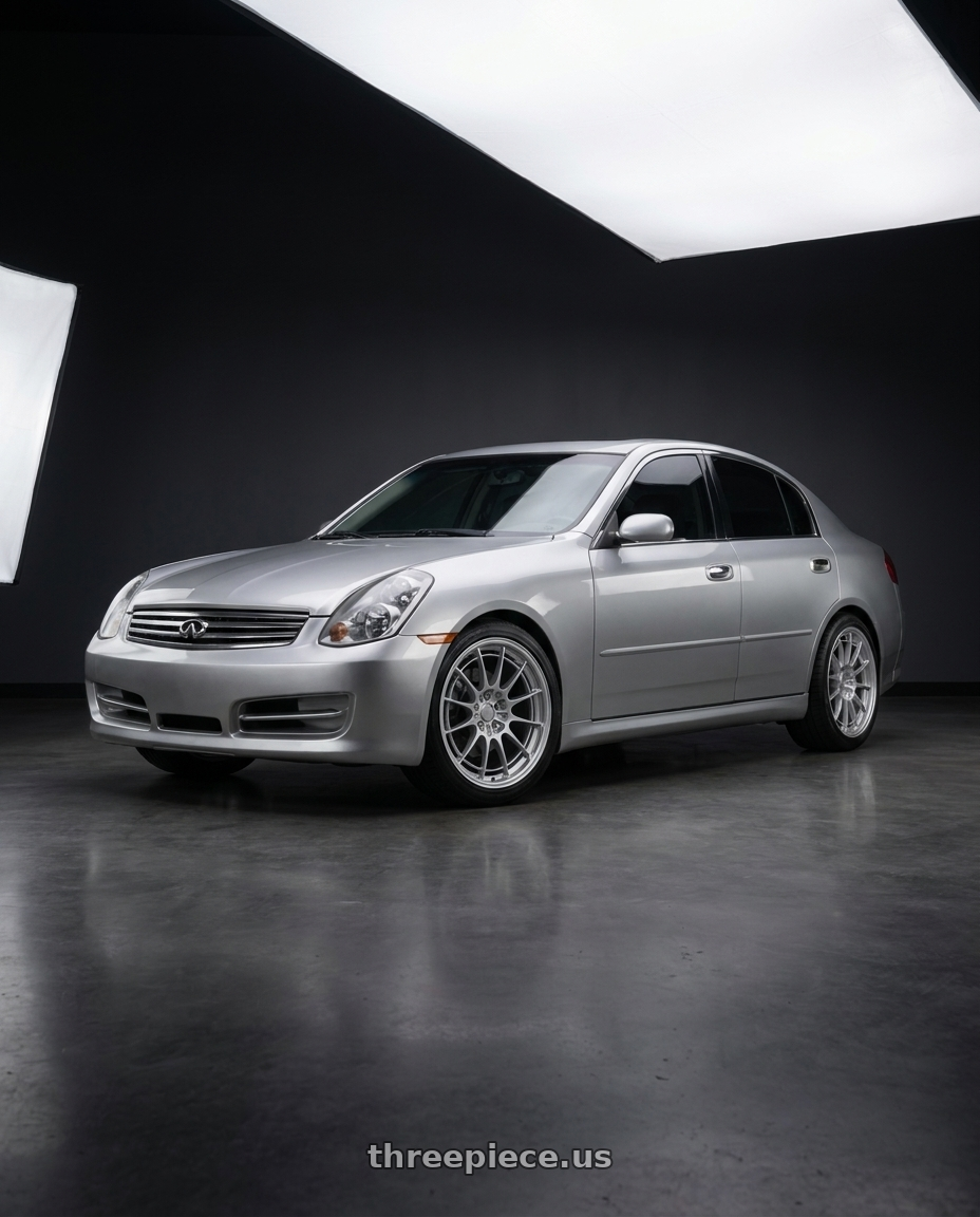 2004 Infiniti g35 sedan with Enkei NT03+M 5x114.3 18x8.5+38 Silver wheels