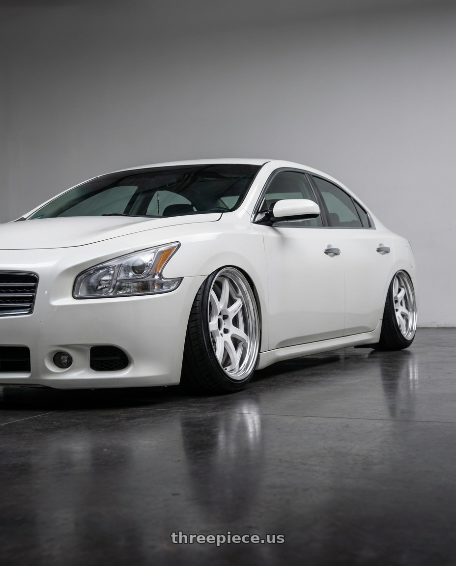2009 Nissan Maxima Pearl White with Work T7r 2P 5x114.3 18x10.0 +0 WHITE wheels