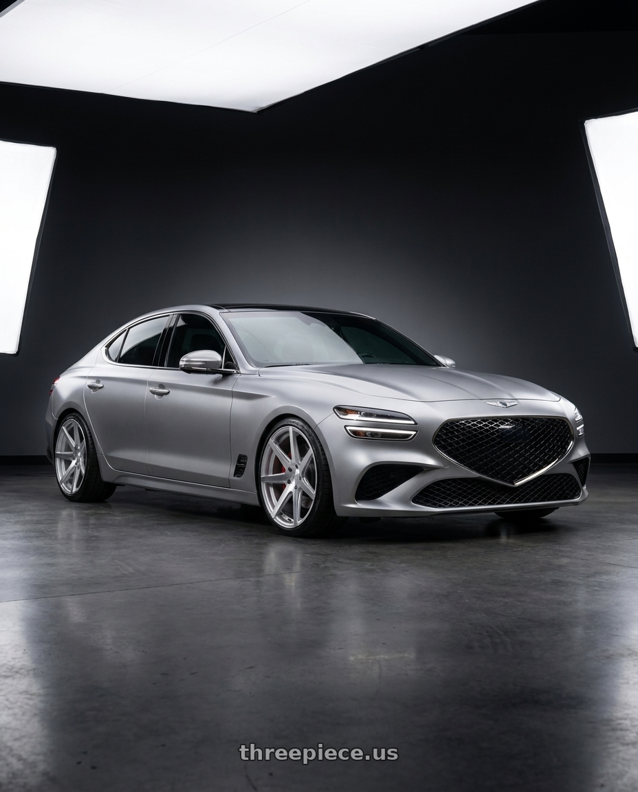 2024 genesis g70 with Rohana RC7 5x112 20x9+25 Machine Silver wheels