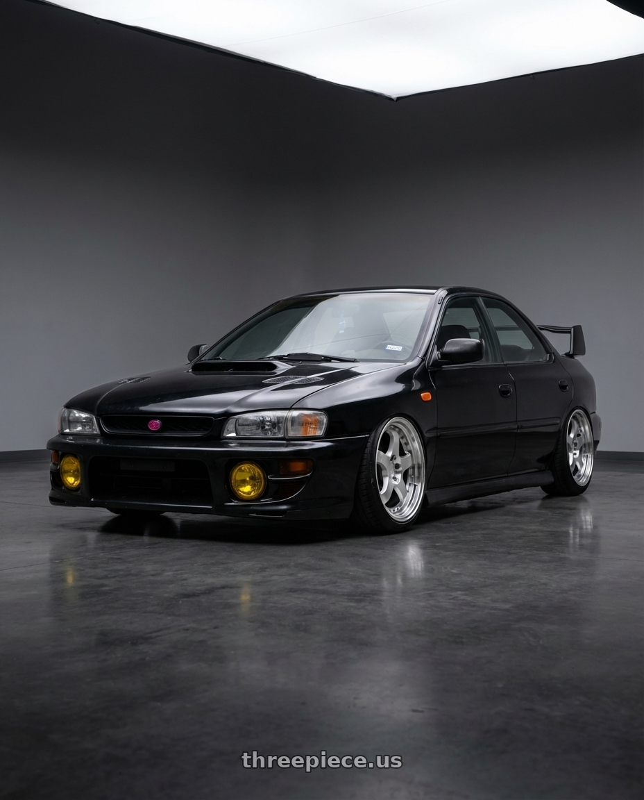 1998 Subaru Impreza GC8 with Aodhan AH03 5x100 / 5x114.3 17x9+25 Silver w/Machined Face wheels