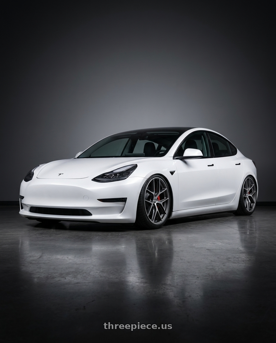2023 Tesla Model 3 with BBS CC-R 5x114.3 19x8.5+30 Graphite w/ Diamond Cut Face wheels