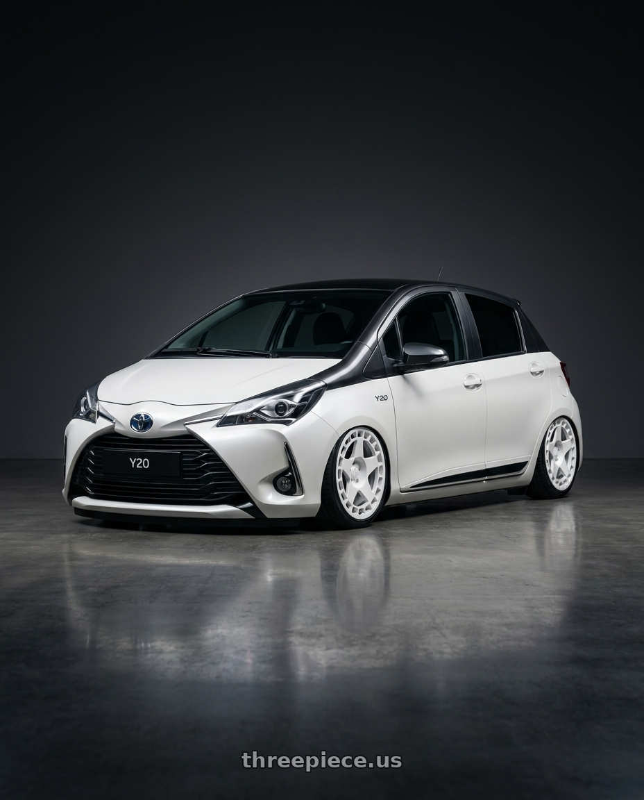 2020 Toyota yaris y20 with fifteen52 TURBOMAC 5x112 18x8.5 +45 RALLY WHITE (GLOSS WHITE) wheels