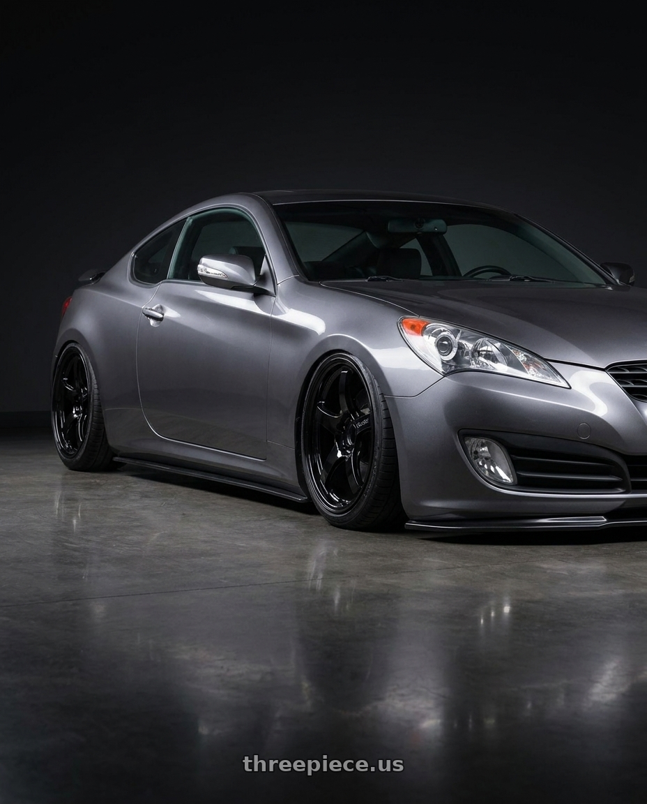 2014 Hyundai Genesis Coupe with Gram Lights 57CR 5x114.3 19x8.5+35 Glossy Black wheels