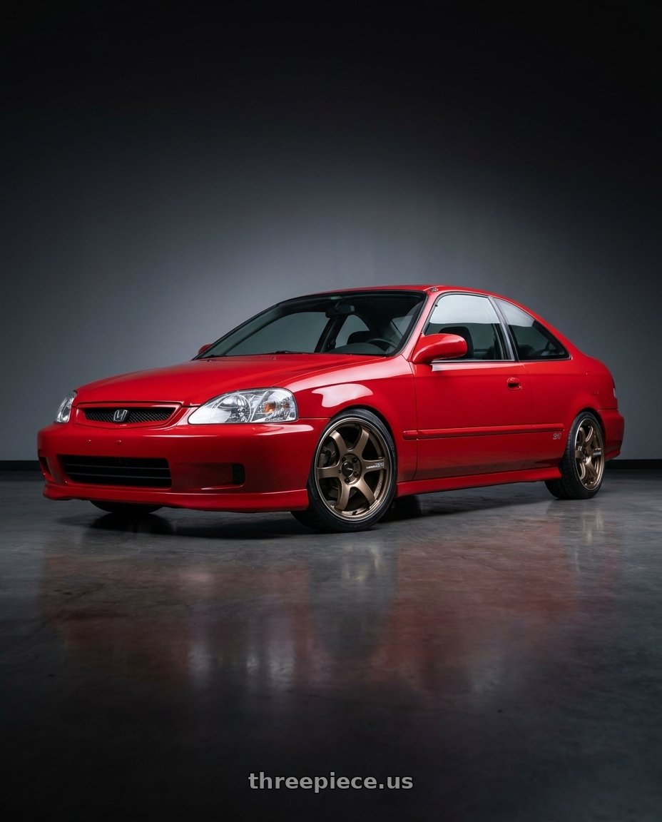 2001 Honda Civic Si Milano with Advan Racing TC4 4x100 16x7.0 +42 UMBER BRONZE METALLIC & RING wheels