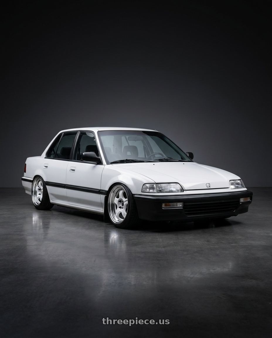 1991 civic ex with Work Meister S1 2P 4x100 15x8.5+38 O Disk White wheels
