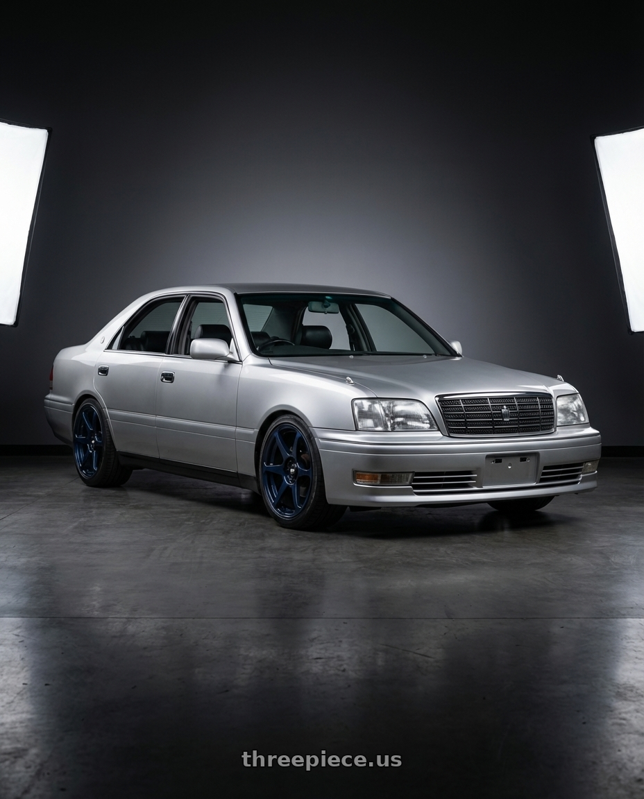 1998 Toyota Crown Royal Extra  with Motegi MR154 BATTLE 5X114.3 17X8 +30 MIDNIGHT BLUE wheels