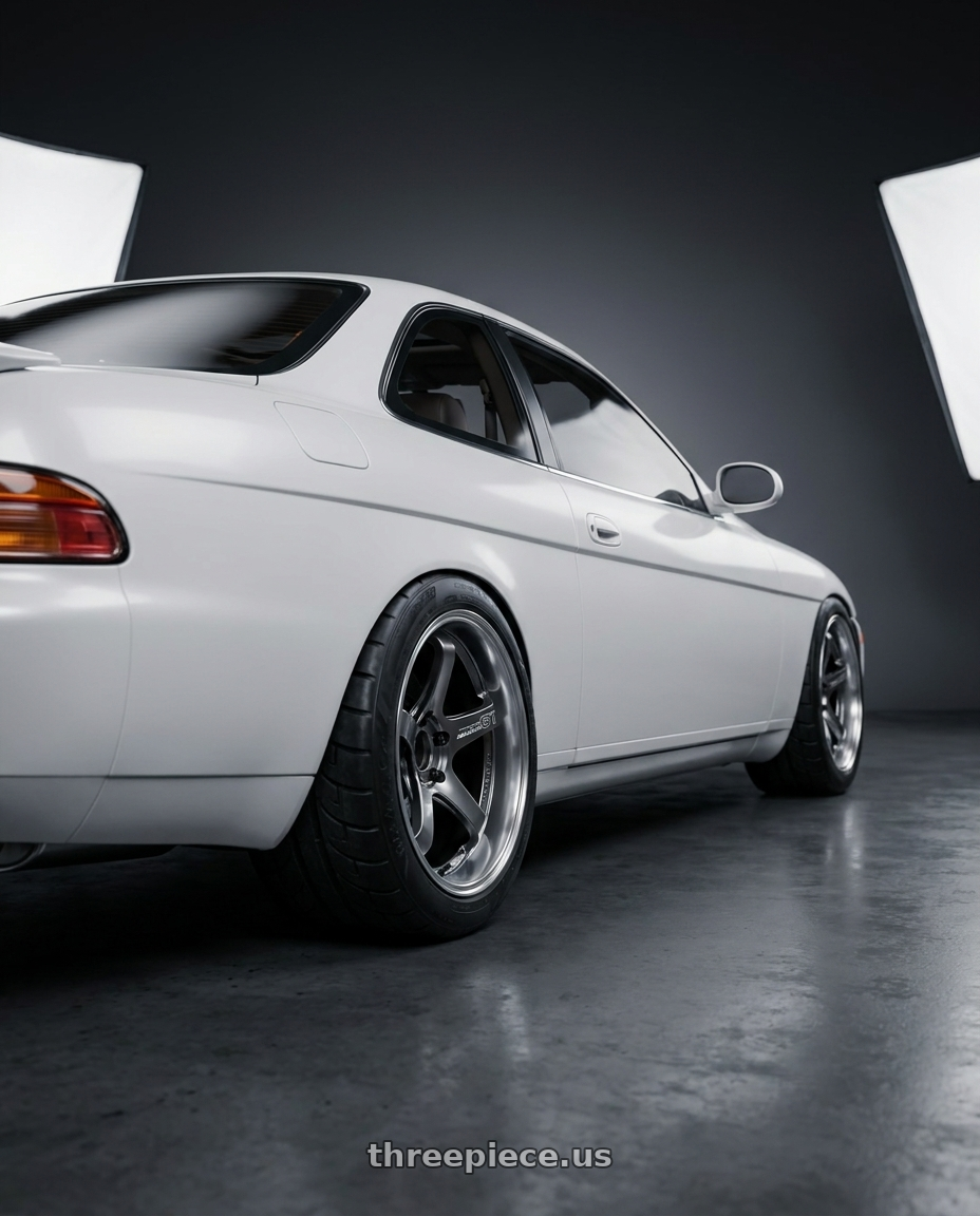 1996 Toyota Soarer with Advan Racing GT BEYOND 5x114.3 18x9.0 +38 MACHINING & HYPER PLATINUM BLACK wheels rear three quarter view meaty tires