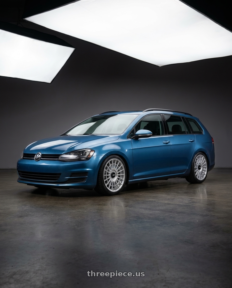2016 Volkswagen Golf Sportwagon SE Silk Blue Metallic  with Rotiform 1PC R143 LAS-R 5X112/5X114.3 19X8.5 +45 GLOSS SILVER wheels