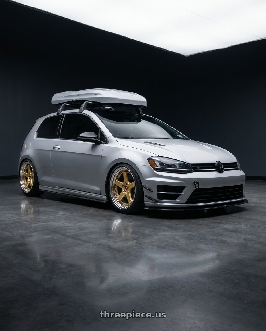 2015 VW GTI with Work Zistance W5s 5x112 19x9+35 w disk Gold wheels