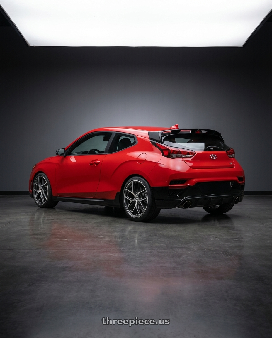 2022 Hyundai Veloster N with BBS CC-R 5x114.3 19x8.5+30 Graphite w/ Diamond Cut Face wheels rear three quarter view square tires