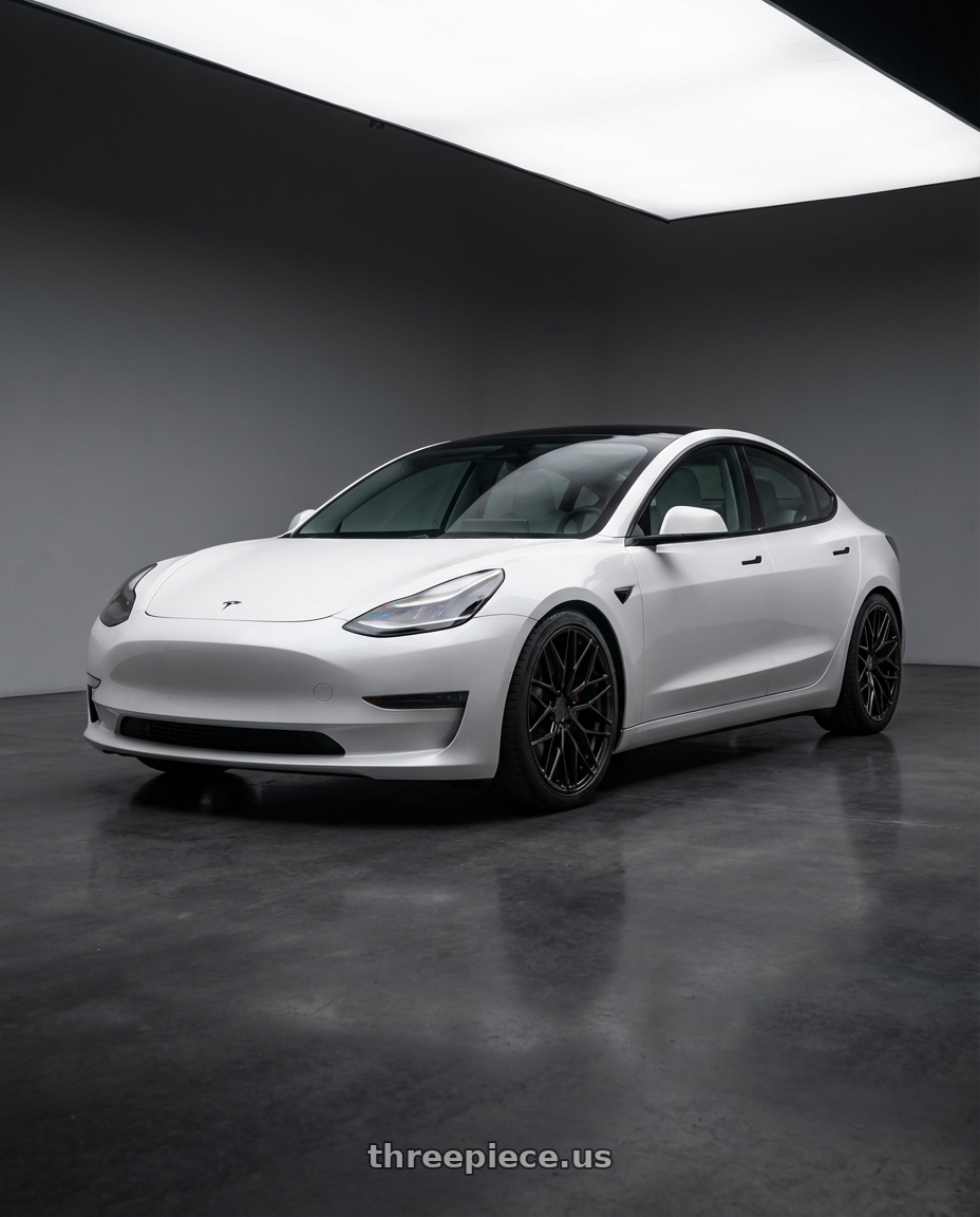 2023 Tesla Model 3 with Avant Garde Wheels M520R 5X114.3 19x8.5 +35 Gloss Black wheels