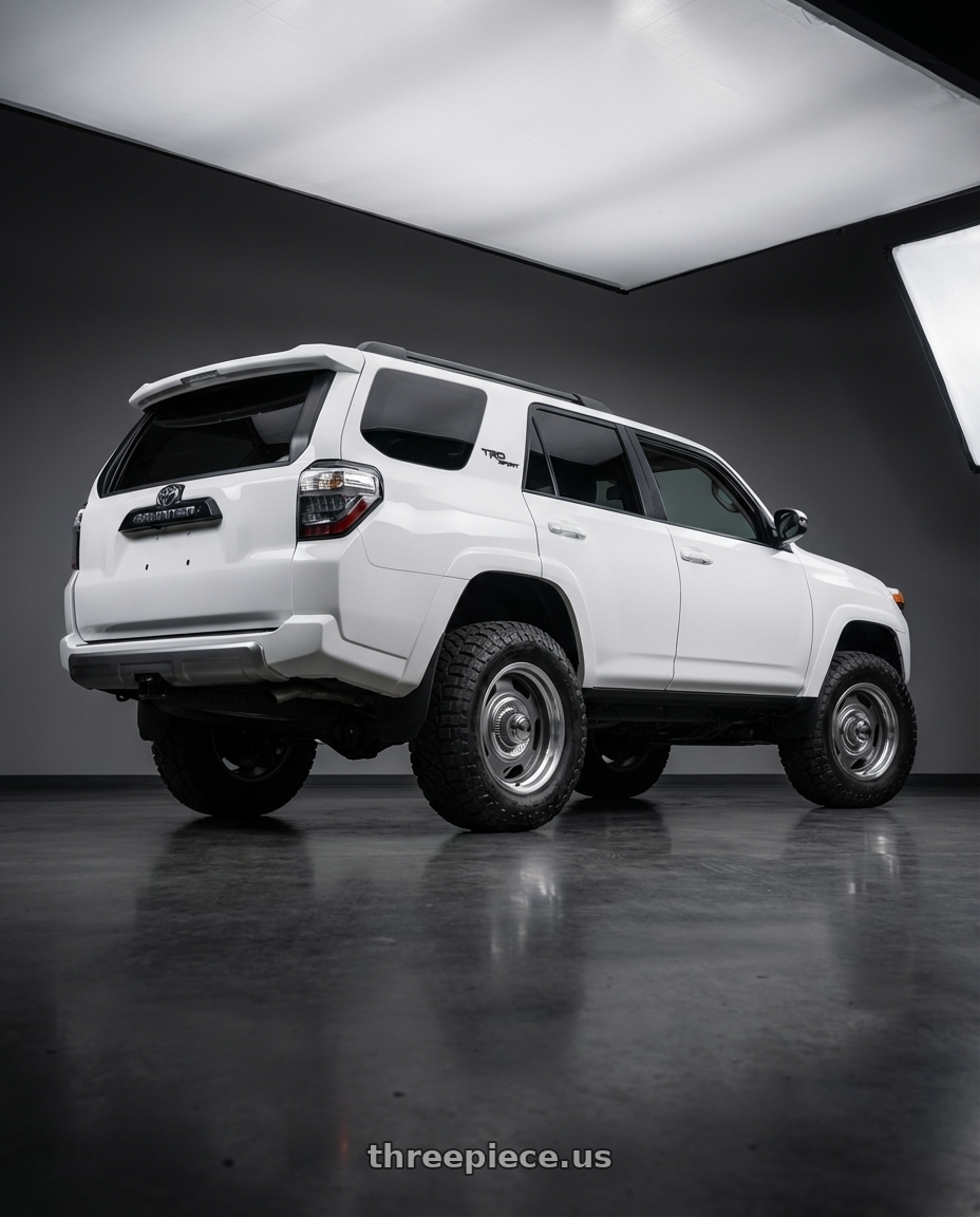 2022 Toyota 4Runner with Vision American-Muscle 55 Rally 6x139.7 20x9.5+20 Gunmetal Machined Lip wheels rear three quarter view meaty tires
