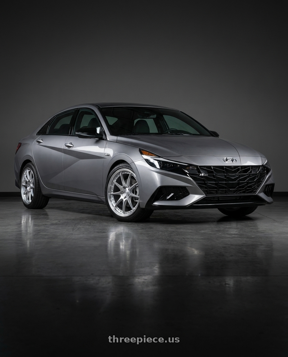 2023 Hyundai Elantra n line with Aodhan DS07 5x114.3 18x8.5+35 Silver w/Machined Face wheels