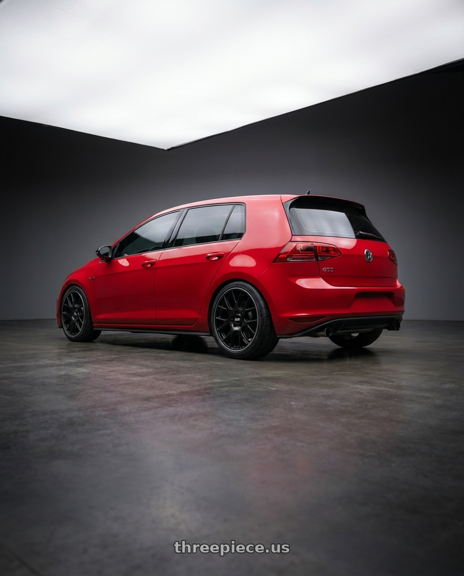 2015 vw gti with BBS CH-R 5x112 19x9.5 +35 Satin Black Polished Rim Protector wheels rear three quarter view meaty tires
