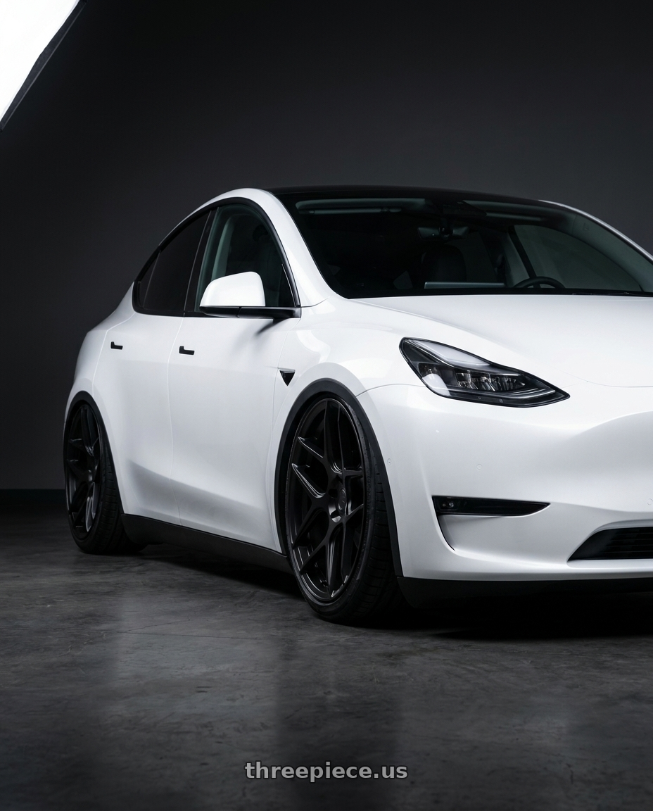 2024 Tesla Model Y with Aodhan AFF2 5x114.3 20x9+32 Matte Black wheels