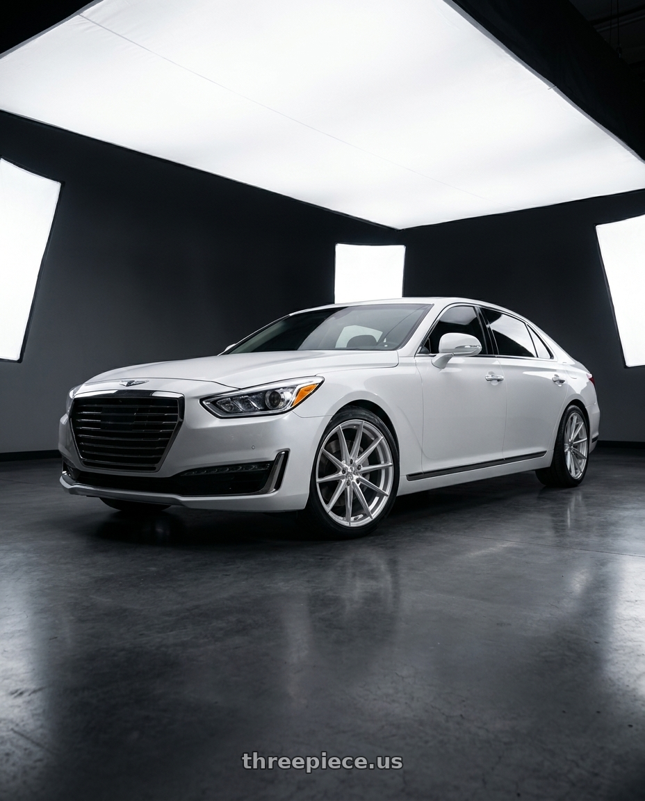 2018 genesis g90 ultimate with DOLCE PERFORMANCE VELOCE 5x114.3 20x10 +40 Gloss Silver Machined Face wheels