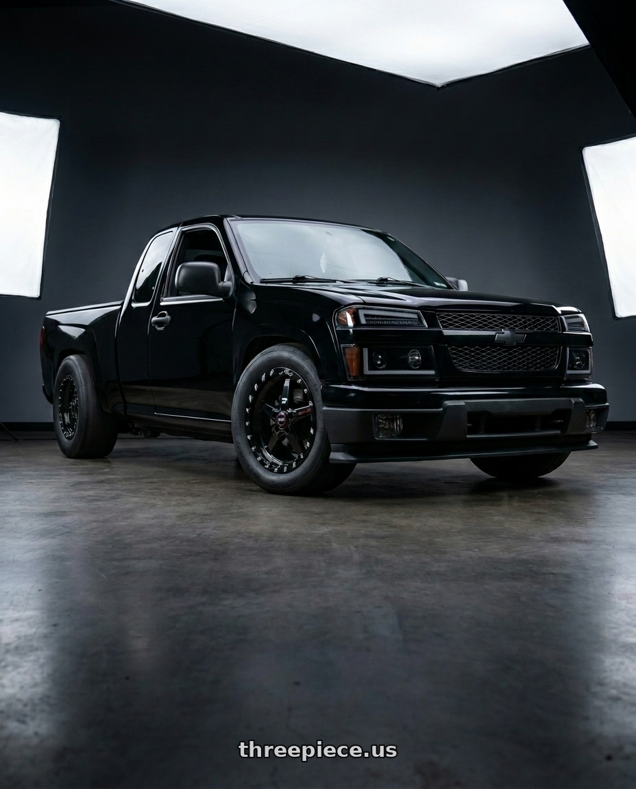 2004 Chevy Colorado extended cab with Race Star 93 Truck Star 6x139.7 15x10 +28 Black Single Beadlock wheels