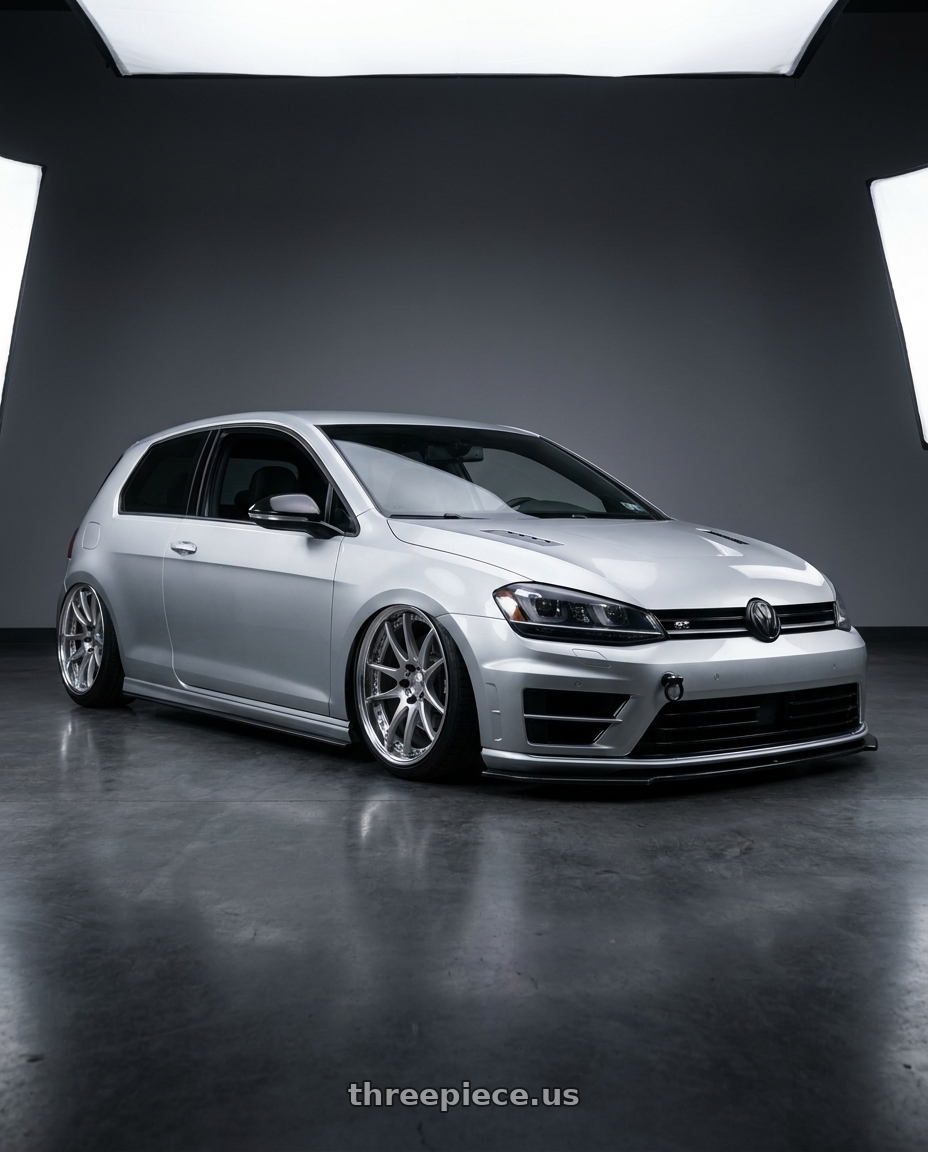 2015 VW GTI with Work Emotion Cr 3P 5x112 19x9+40 R Disk Burning Silver wheels