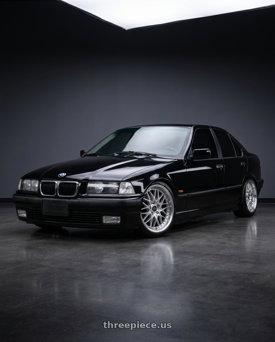 1998 bmw 328i Sedan with Work Vs-Xv 5x120 18x7.5+40 O Disk Silky Rich Silver wheels