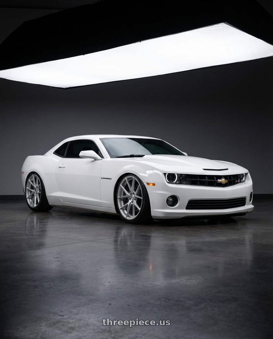 2014 Chevrolet Camaro 5th Gen with Aodhan AFF3 5x120 20x9+30 Gloss Silver Machined Face wheels