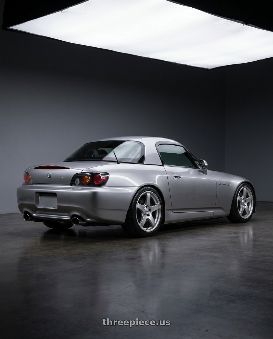 2004 Honda s2000 with Ssr Gtv01 5x114.3 18x7.5+53  GLARE SILVER wheels rear three quarter view square tires