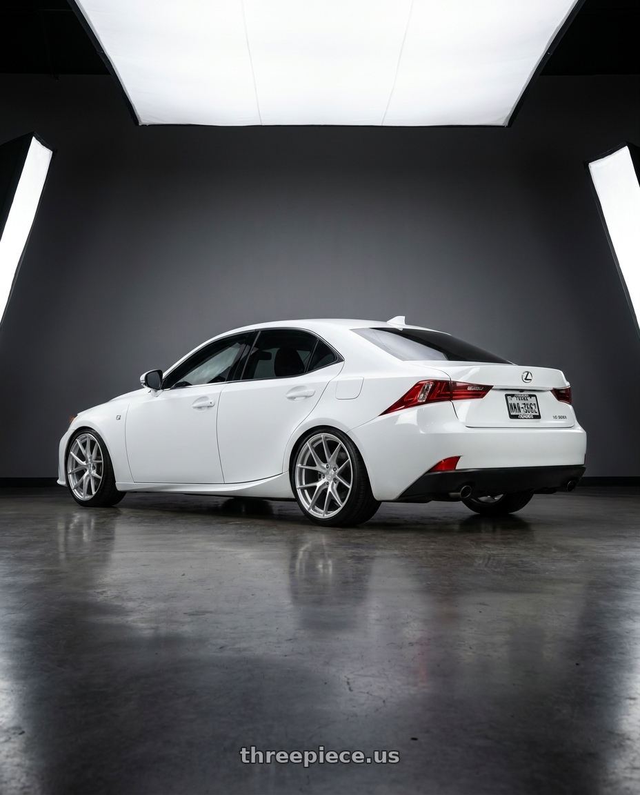 2016 lexus is200t base with Aodhan AFF7 5x114.3 19x9.5+35 Gloss Silver Machined Face wheels rear three quarter view slight stretch tires