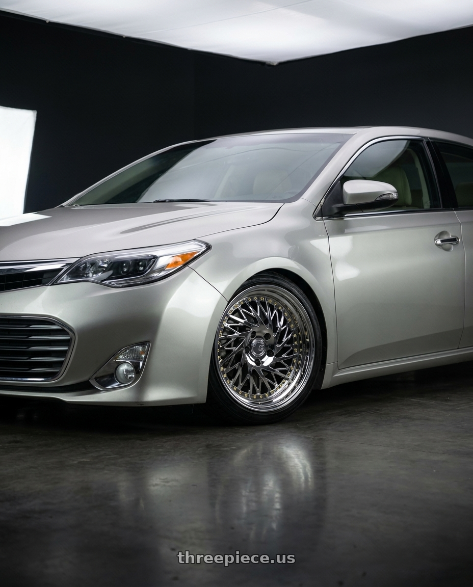 2013 toyota avalon with Aodhan DS03 (Driver Side) 5x114.3 18x9.5 +30 Vacuum Chrome W/gold Rivets wheels