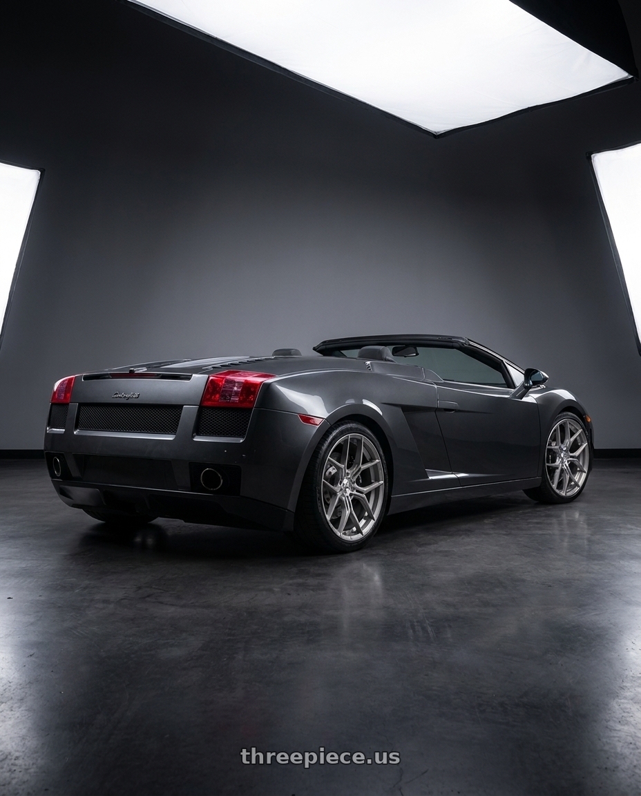 2007 Lamborghini gallardo with Asanti Black ABL-37 MONARCH 5X112 20X9 +38 TITANIUM BRUSHED wheels rear three quarter view square tires