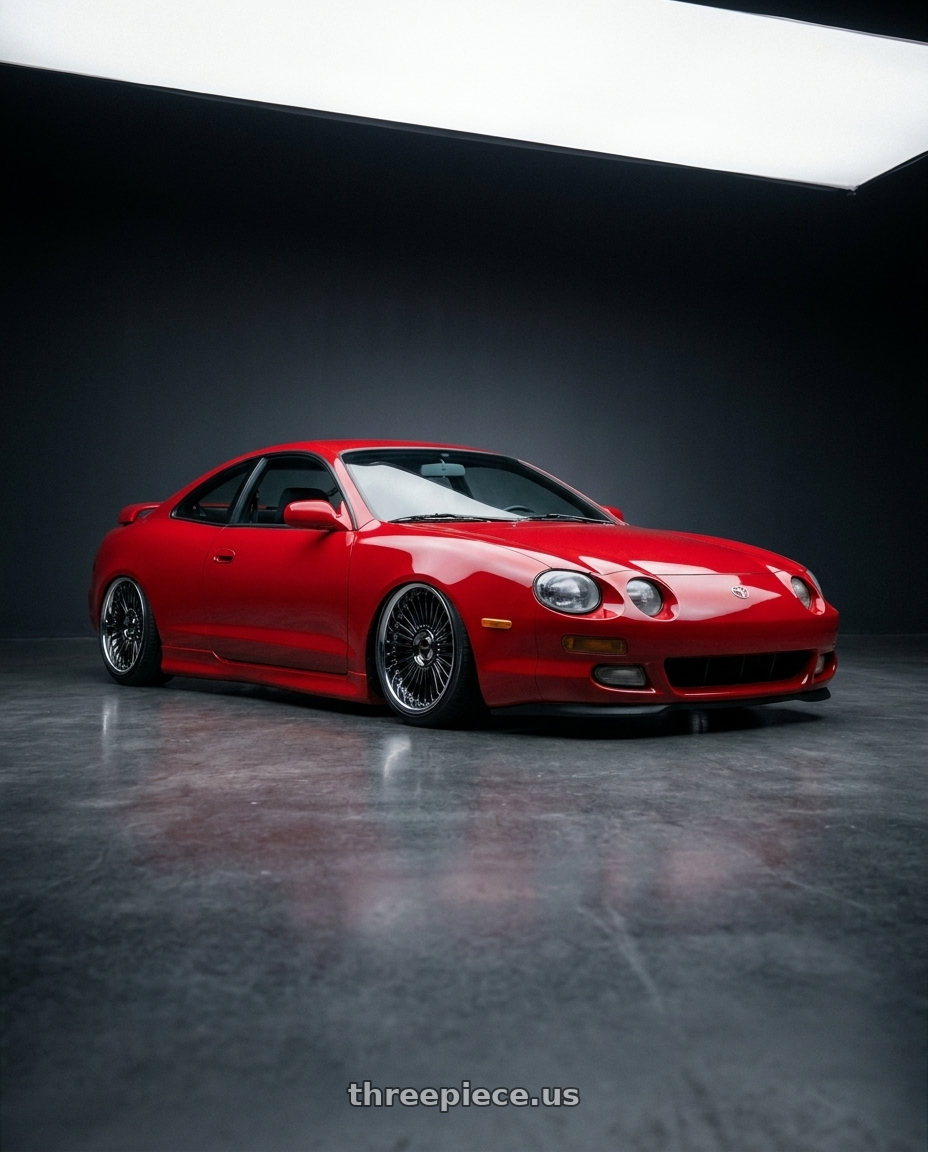 1998 Toyota celica with Work Emitz Black Polish 5x100 19x7.5 +38 wheels