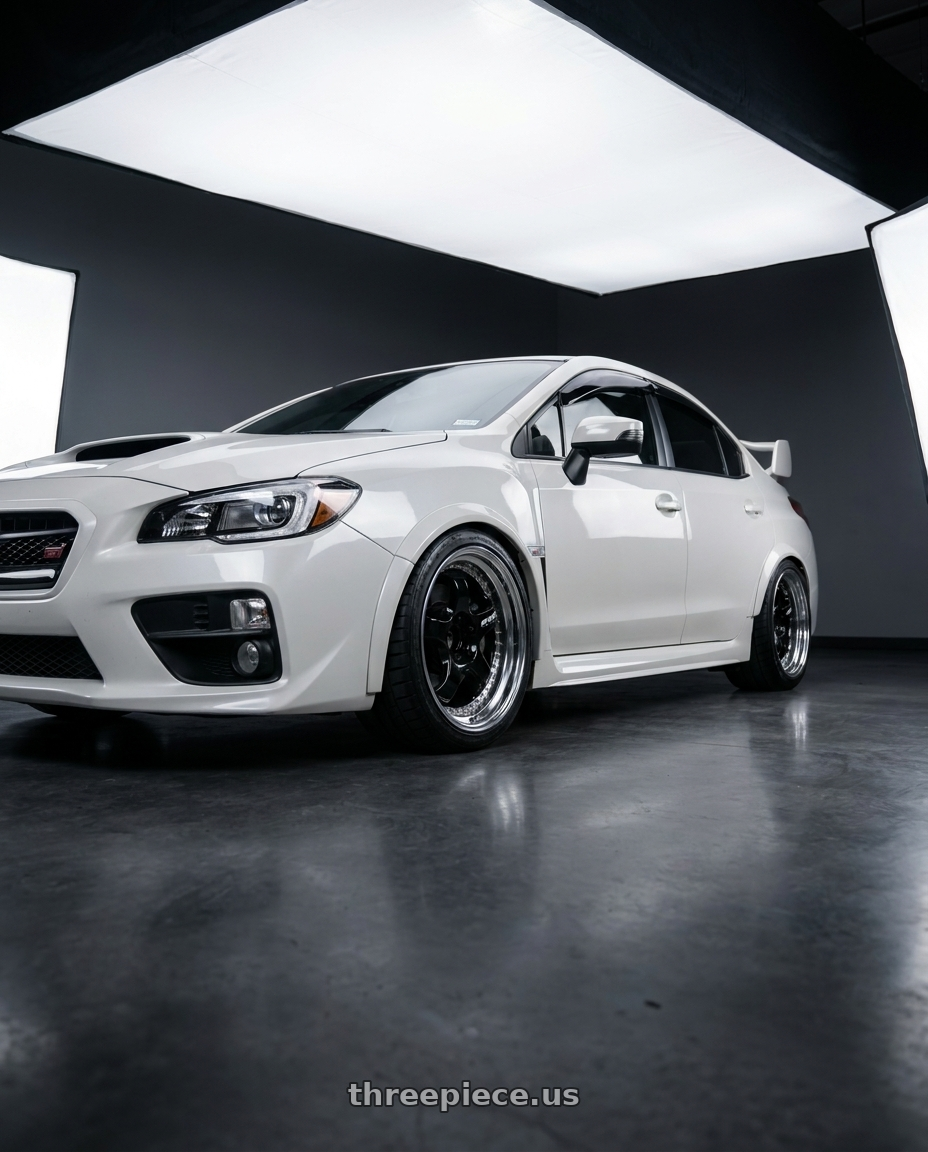2015 Subaru WRX sti with Work Meister S1 3P 5x100 18x10+10 A Disk Black wheels