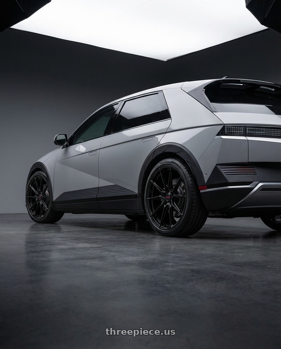 2024 Hyundai Ioniq 5 N with Vossen x Novitec NF10 21x10 - 5x114.3 BP - ET32 - Gloss Black Ferrari 812 Superfast/GTS Front Wheel - F-AFP-63-F01-C25 wheels rear three quarter view square tires