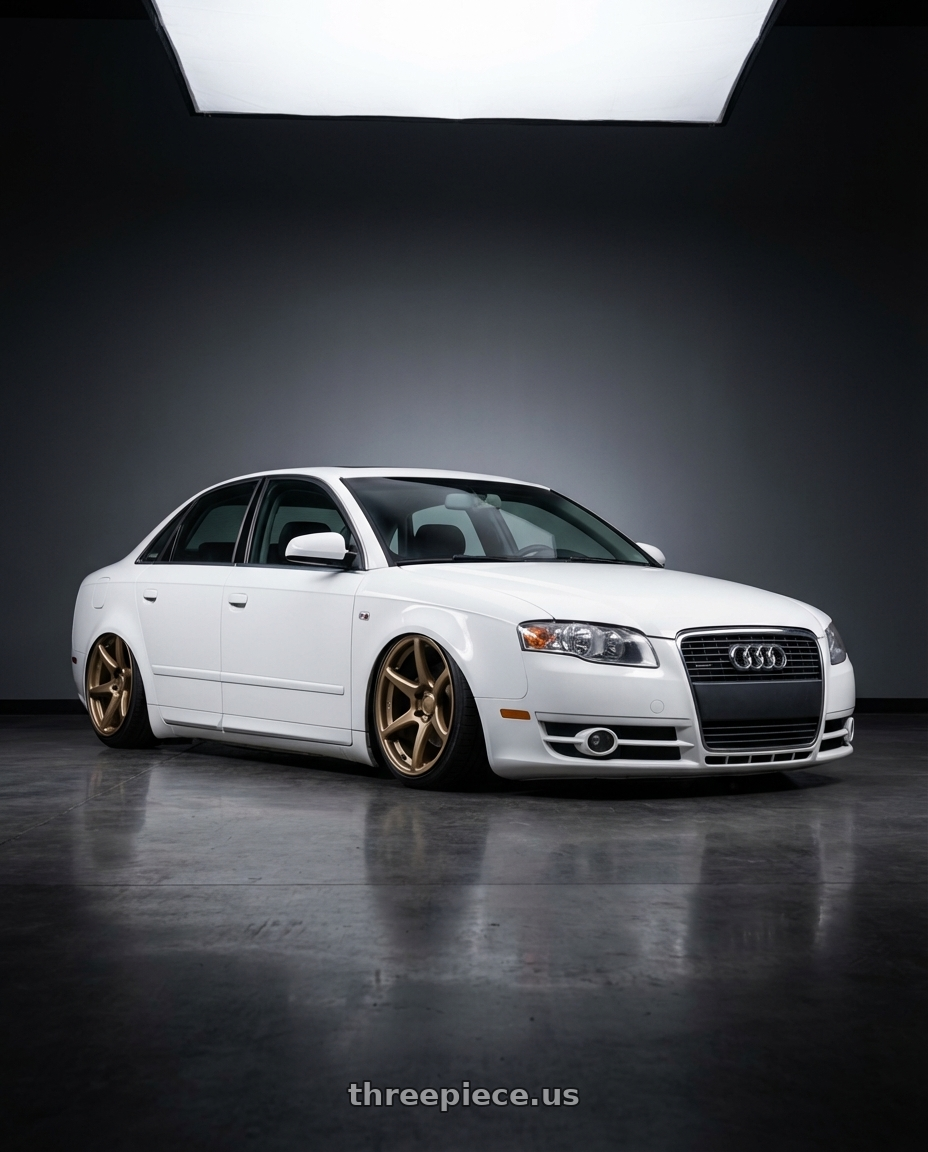 2010 Audi A4 B7 with Kansei K11B Tandem 5X112 19x9.5 22 Bronze wheels front three quarter view stanced stance